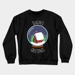 Season's Greetings Cozy Cabin Snowglobe Design Crewneck Sweatshirt